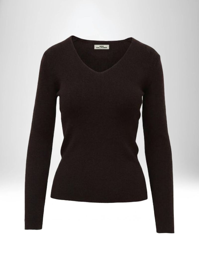 RIBBED V-NECK TOP