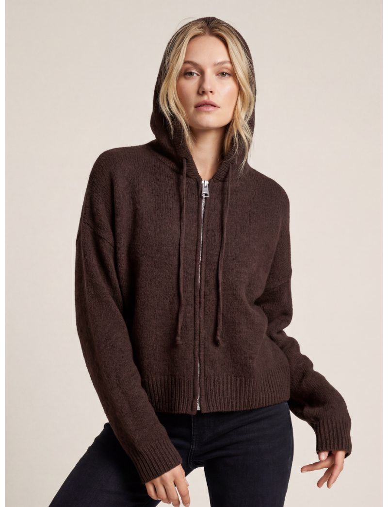 ALPACA-BLEND KNITTED HOODIE WITH ZIP