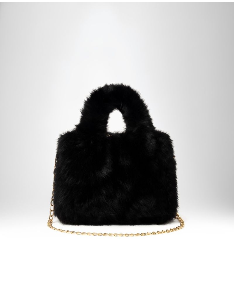 FAUX FUR HANDBAG WITH SOFT TEXTURE AND TOP HANDLE