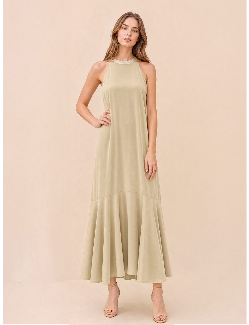 WOMEN'S VISCOSE POPLIN MIDI DRESS