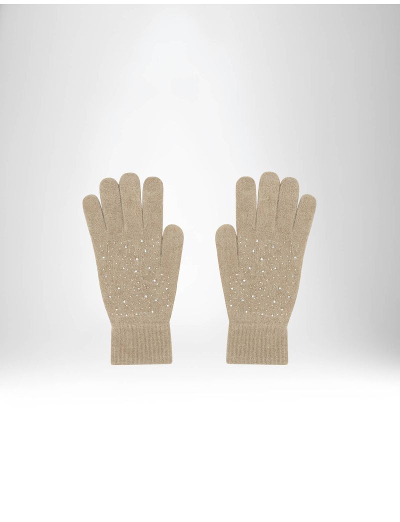 KNITTED GLOVES WITH RHINESTONES