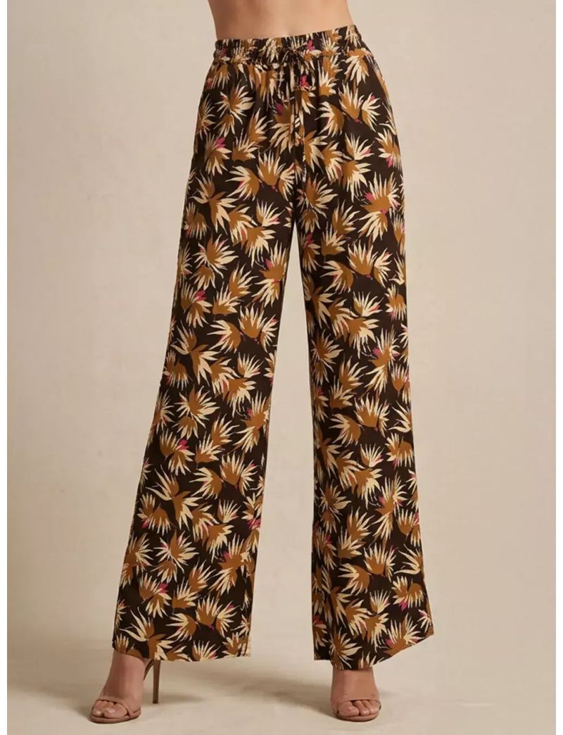 WOMEN'S FLORAL PRINT WIDE-LEG PANTS