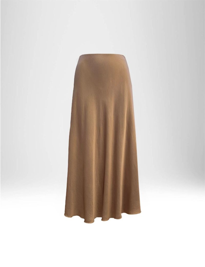 SATIN EFFECT LONG SKIRT