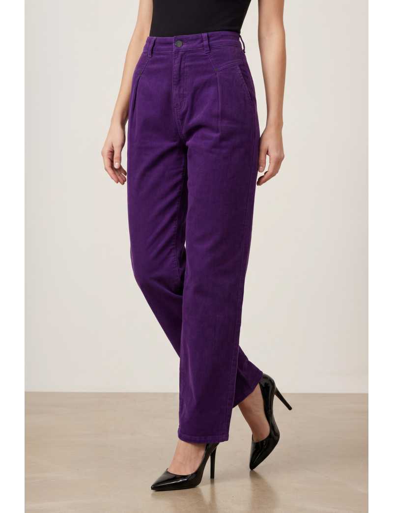 GARMENT-DYED MOM-FIT TROUSERS