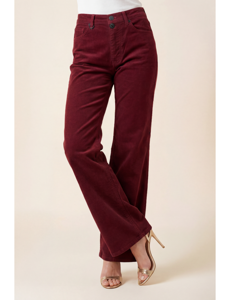 GARMENT-DYED FLARED TROUSERS
