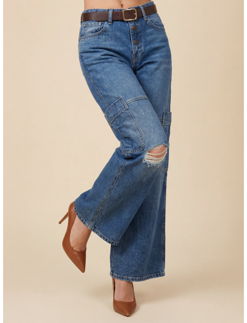 WIDE-LEG FIVE-POCKET TROUSERS