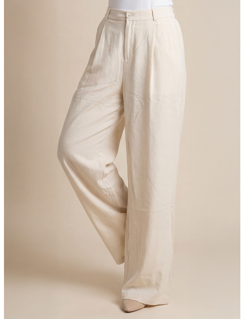 FLUID TROUSERS WITH SINGLE PLEAT AND ELASTIC WAIST