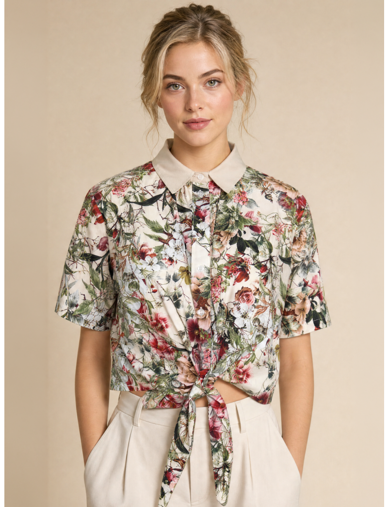 FLORAL COTTON POPLIN SHIRT