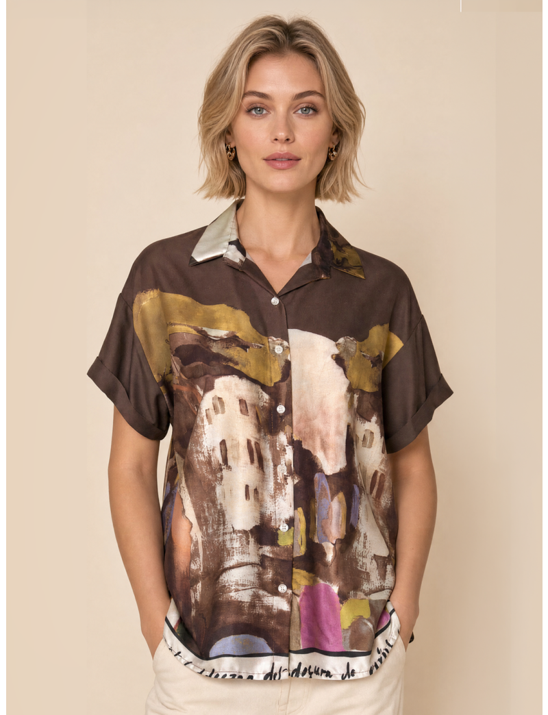 PLACEMENT PRINT FLUID SHIRT