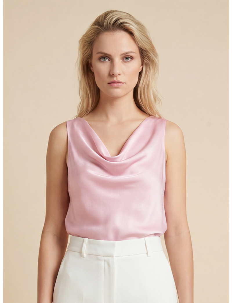 COWL-NECK SATIN TOP