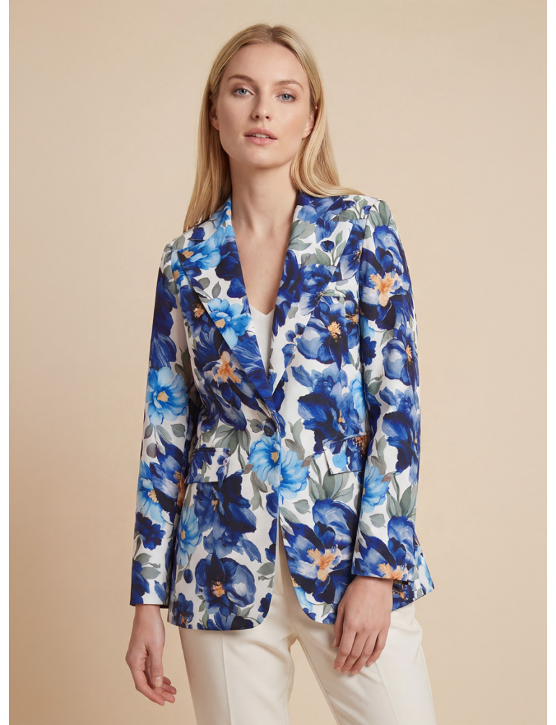 LONG BLAZER IN FLORAL PRINTED FABRIC