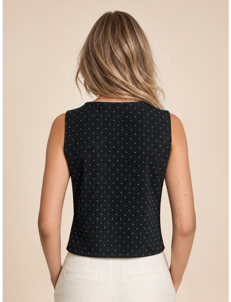 VEST IN HEAVY JERSEY WITH CRYSTALS