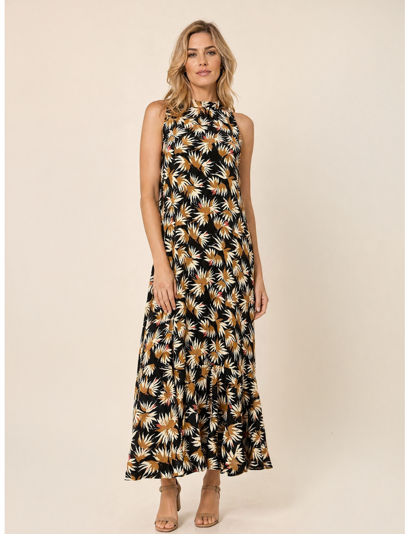 WOMEN'S PRINT VISCOSE MIDI DRESS