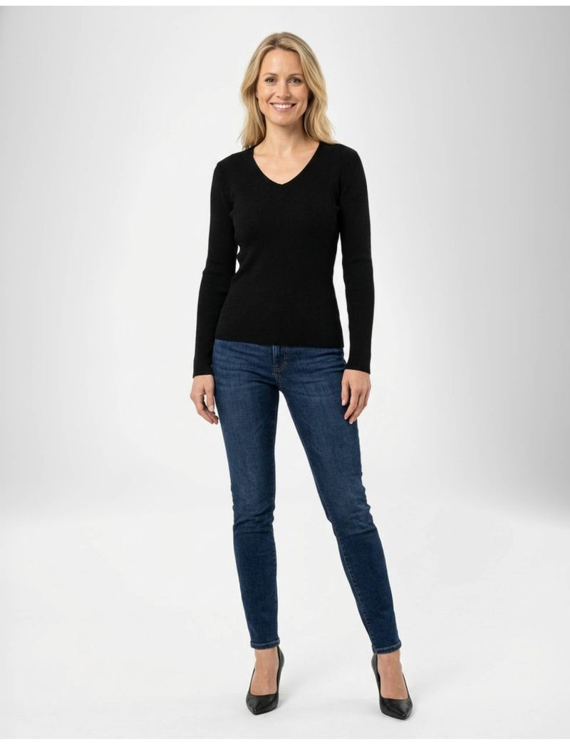 RIBBED V-NECK TOP