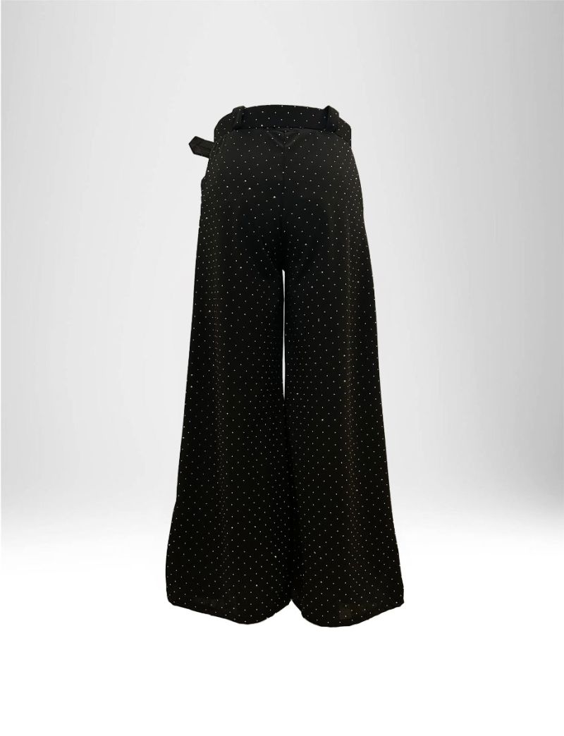 WIDE LEG PANTS WITH RHINESTONES AND BELT WOMEN | NEW HALLHUBER