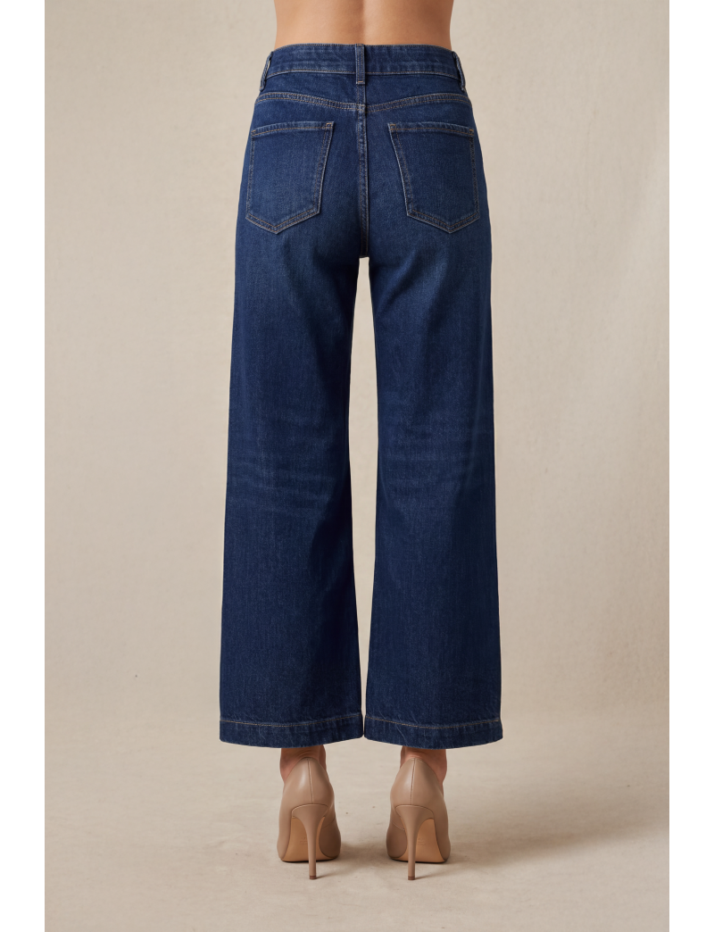 CROPPED FLARED DENIM TROUSERS