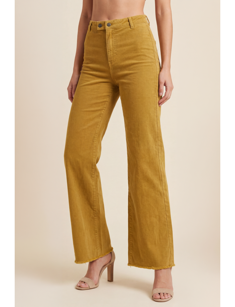 WIDE FLARED GARMENT-DYED CHINOS