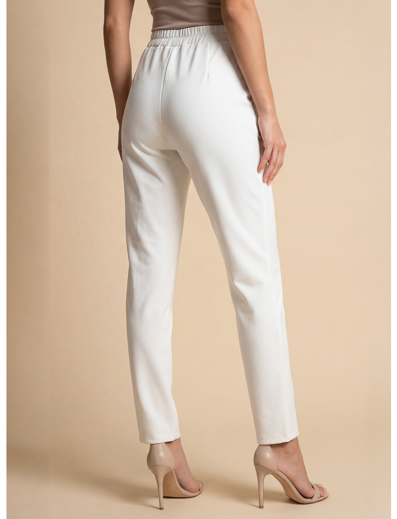 PENCIL-FIT TROUSERS WITH SINGLE PLEAT AND ELASTIC WAIST