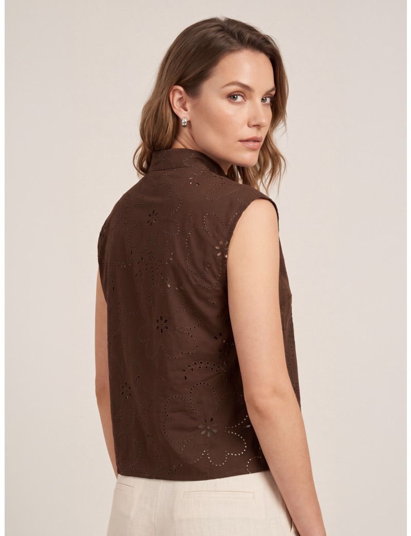 EMBROIDERED COTTON SLEEVELESS TOP