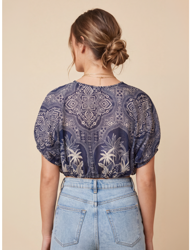 PRINTED COTTON POPLIN TOP