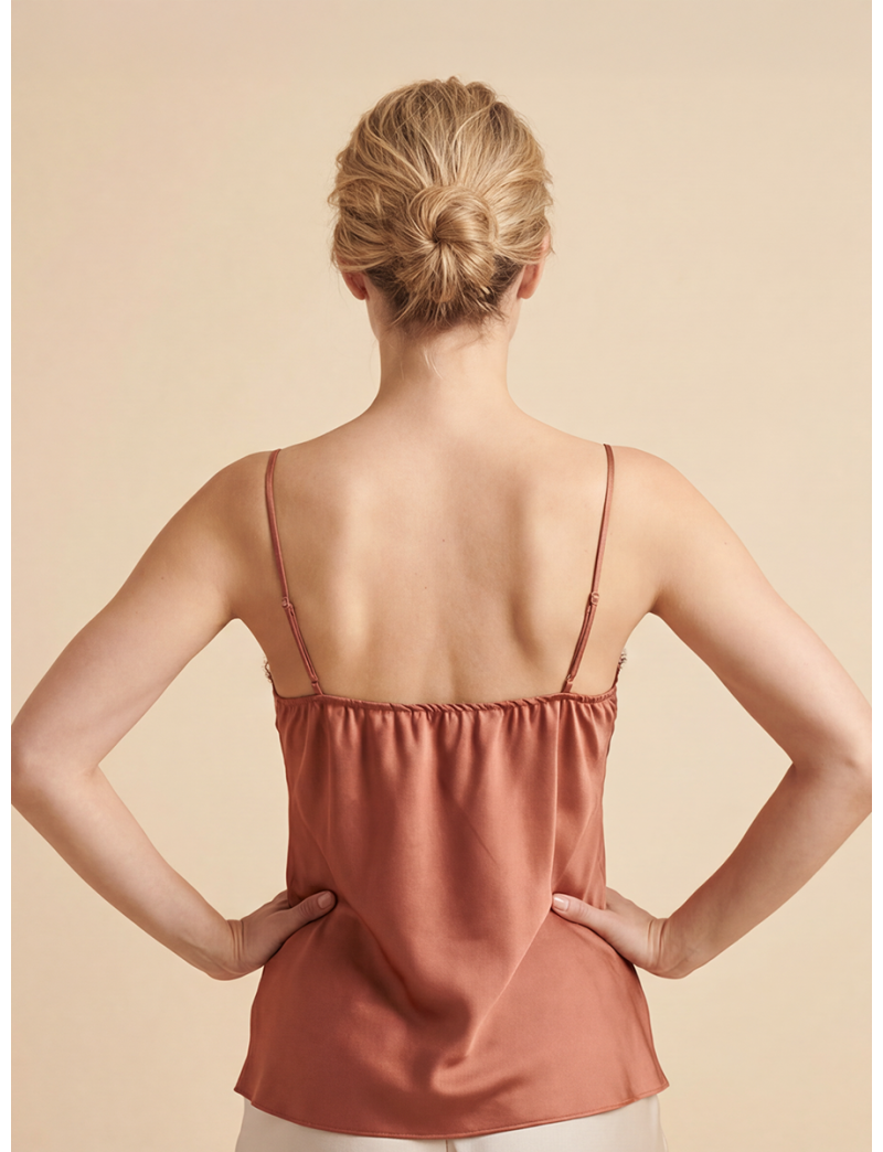 LACE-TRIM SATIN CAMISOLE TOP