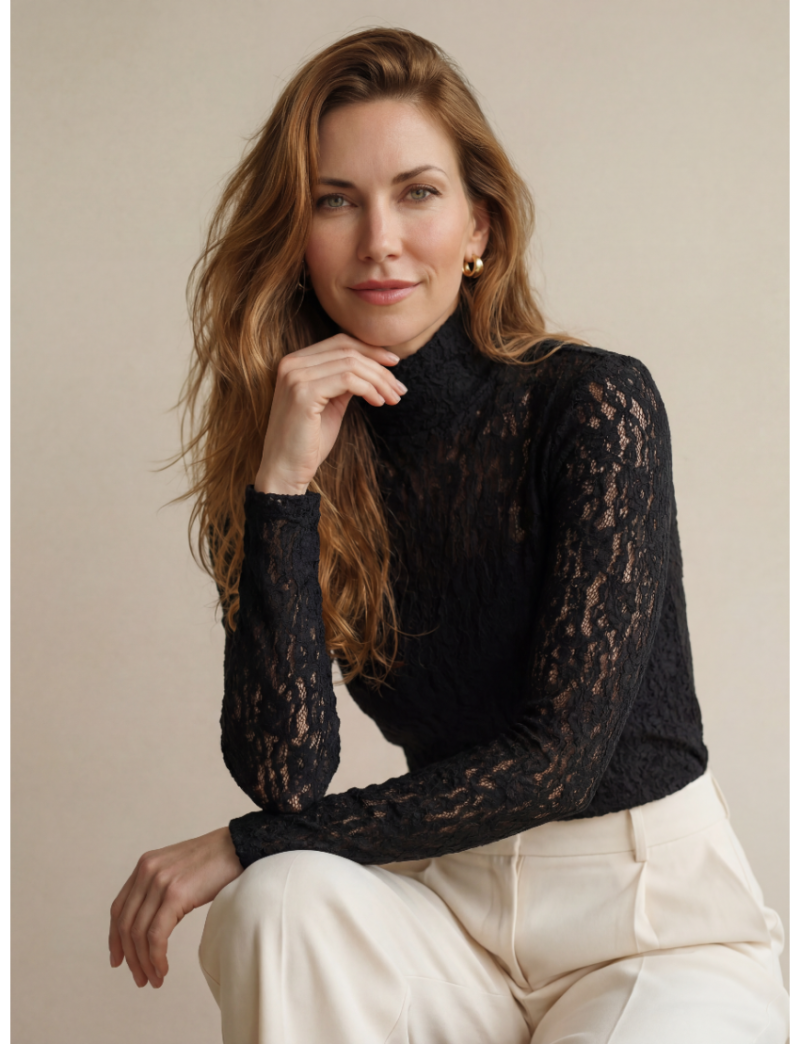 ETHEREAL HIGH-NECK TEXTURED TOP