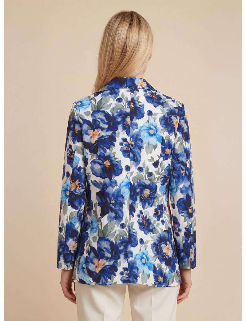 LONG BLAZER IN FLORAL PRINTED FABRIC